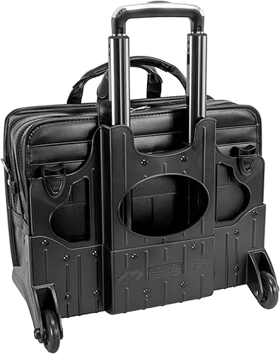 Miniatura 3 de McKleinUSA, P Series, Franklin, cuero vacuno de grano superior, cuero de 17 pulgadas, maletín para portátil con ruedas desmontables, color negro