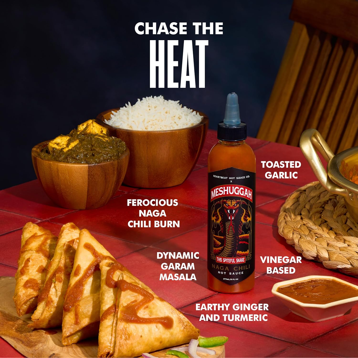 Heartbeat Hot Sauce x Meshuggah This Spiteful Snake Hot Sauce, Naga Chili & Scorpion Pepper Blend, Extra Hot Gourmet Pepper Sauce - 6 oz. 6 Pack