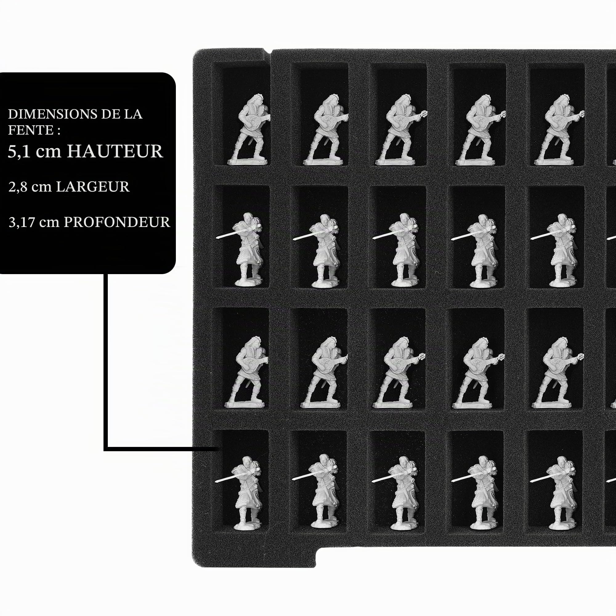 Risou Sac de transport pour figurines miniatures – 108 emplacements pour figurines miniatures compatible avec 40 K, D&D et plus (sac uniquement) (noir)