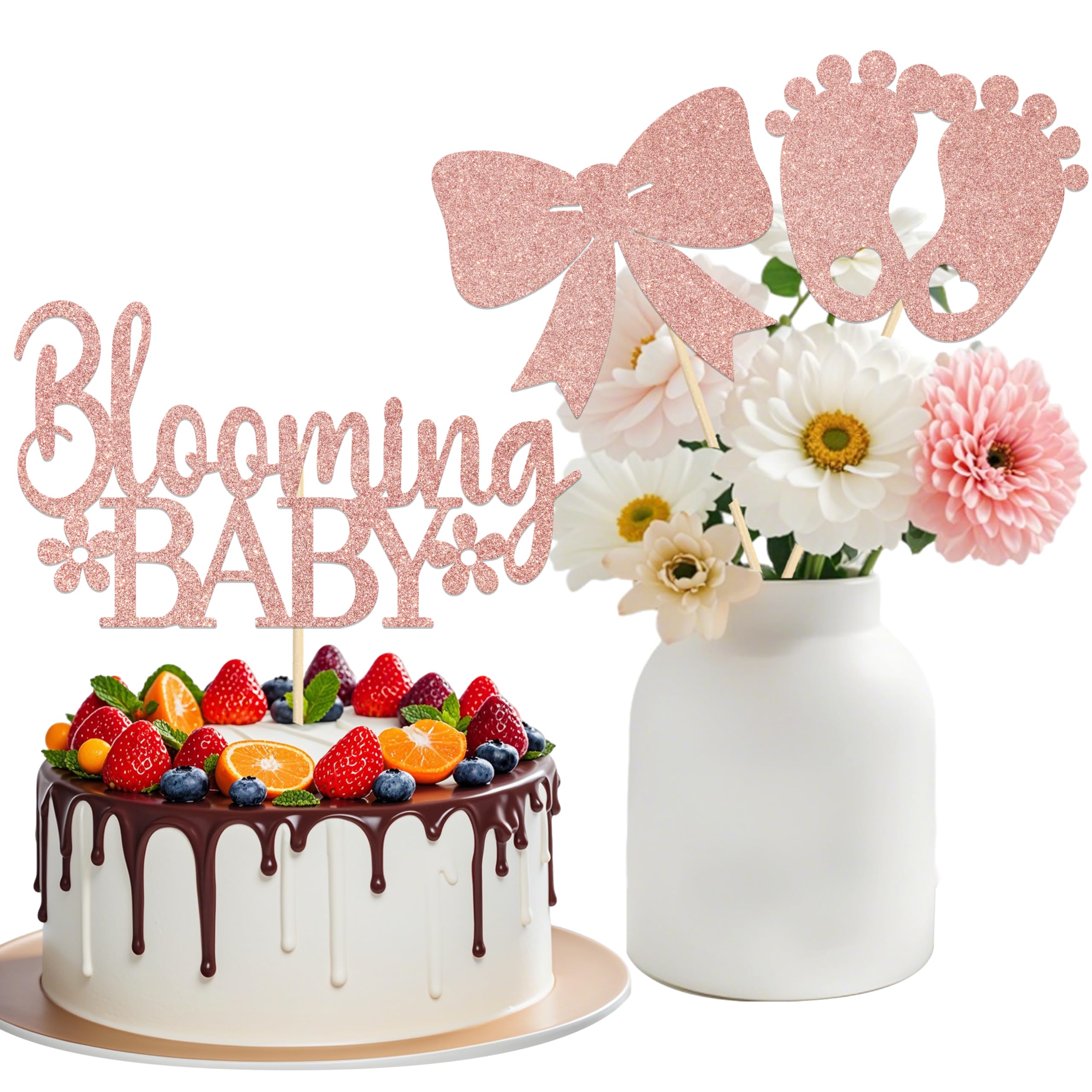12PCS Blooming Baby Centerpiece Sticks Baby Shower Party Supplies Gender Reveal Party Decor Sign