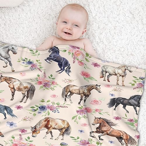 Miniatura 7 de Manta de caballo suave y acogedora manta mullida para regalo, picnic, verano, para mujeres, hombres y niños, para sofá, casa, viajes, tamaño