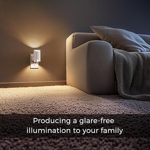 Vista 7 de L LOHAS LED Luces nocturnas modernas, paquete de 2, blanco suave de 3000 K, regulables, sensor de atardecer a amanecer, luz nocturna enchufable