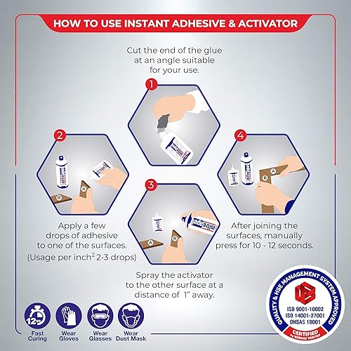 Miniatura 2 de MITREAPEL Pegamento Super CA con activador adhesivo en aerosol, 3.5 onzas, fácil unión, potente adhesivo profesional, tiempo de secado rápido,