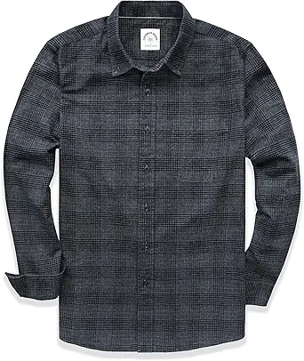 Dubinik Mens Flannel Shirt Long Sleeve Plaid Flannel Shirt for Men Soft 100% Cotton Casual Button Down Shirts Regular Fit