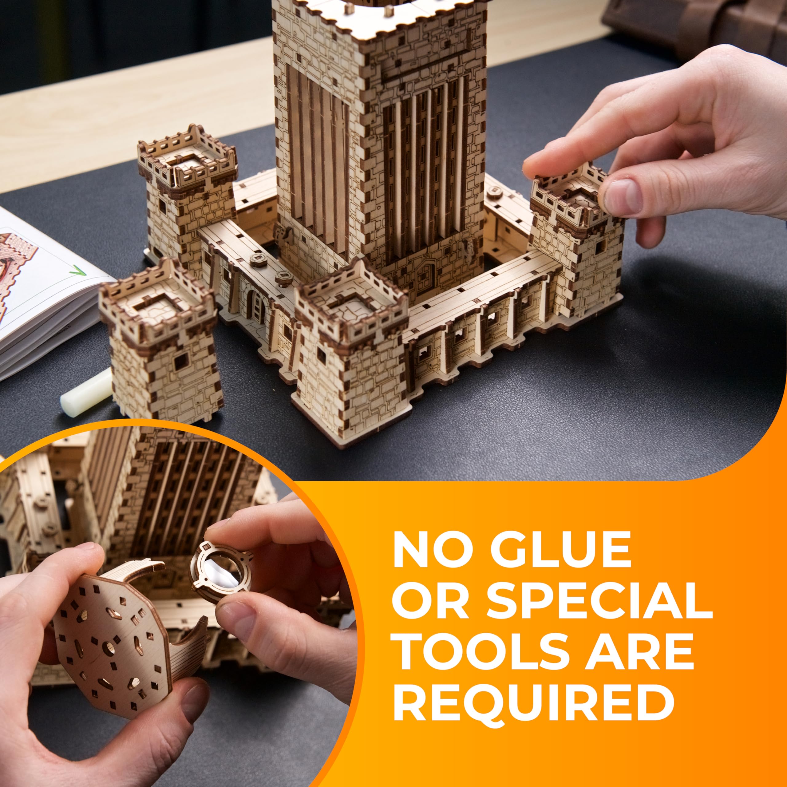 Ugears Latarnia Aleksandryjska Puzzle 3D - Zestawy DIY dla Dorosłych z Drewna z Lampką LED - Zestawy Modelarskie Rzemiosło dla Dorosłych Drewniane Puzzle Idealny Prezent - 340 Elementów