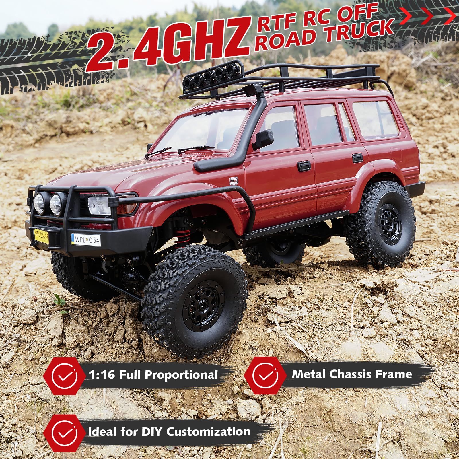 Amazon.com: ARRIS WPL C54-1 LC80 1/16 RC Rock Crawler 4WD RTR