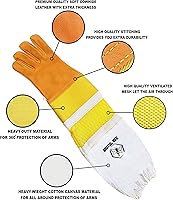 Vista 6 de Brutul Bee - Guantes ventilados de piel de vaca con goma y malla manguito largo protector ventilado mangas