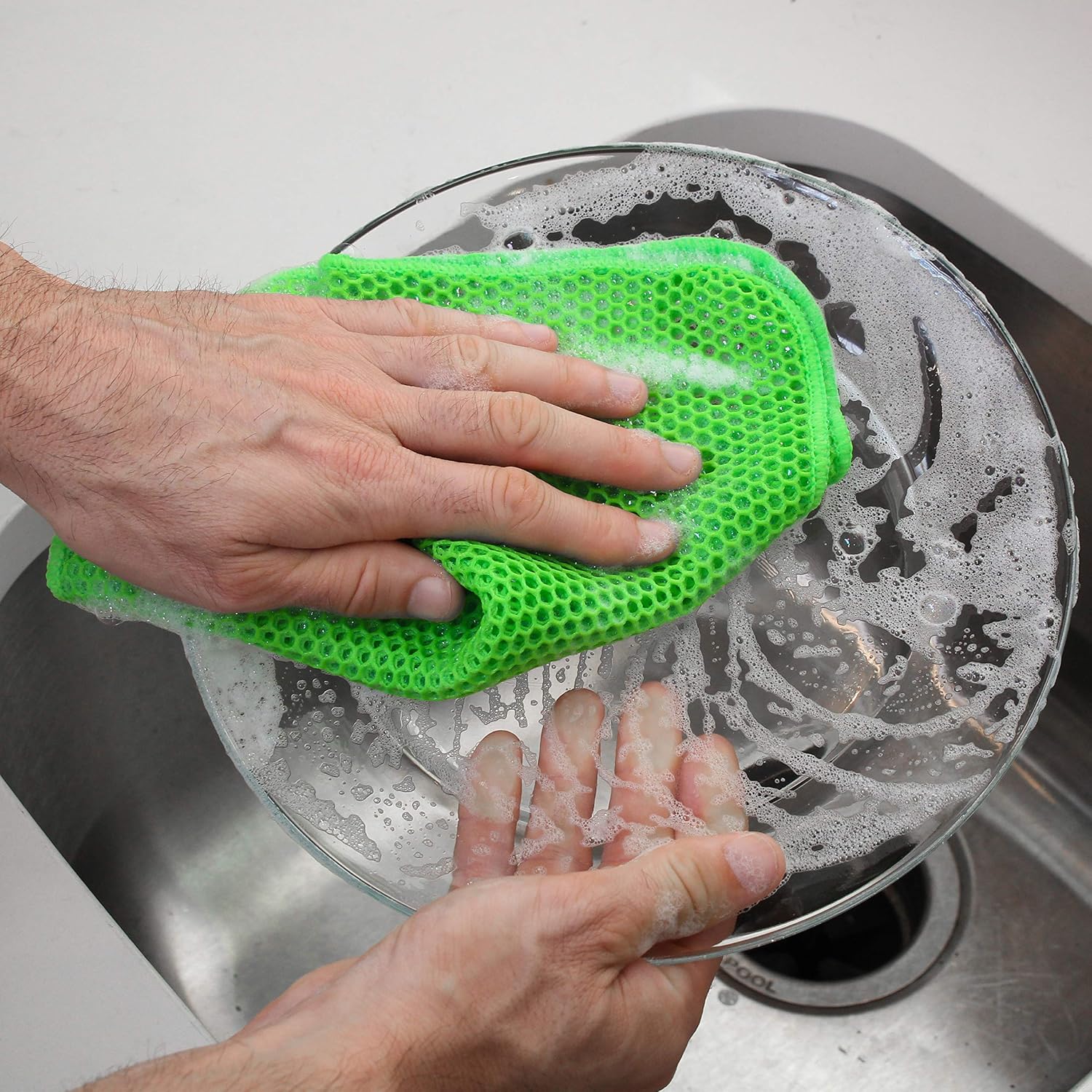 S&T INC. Micro Mesh Fast Drying Kitchen Dish Cloths, Lime Green, 11.5 Inch x 11.5 Inch, 3 Pack