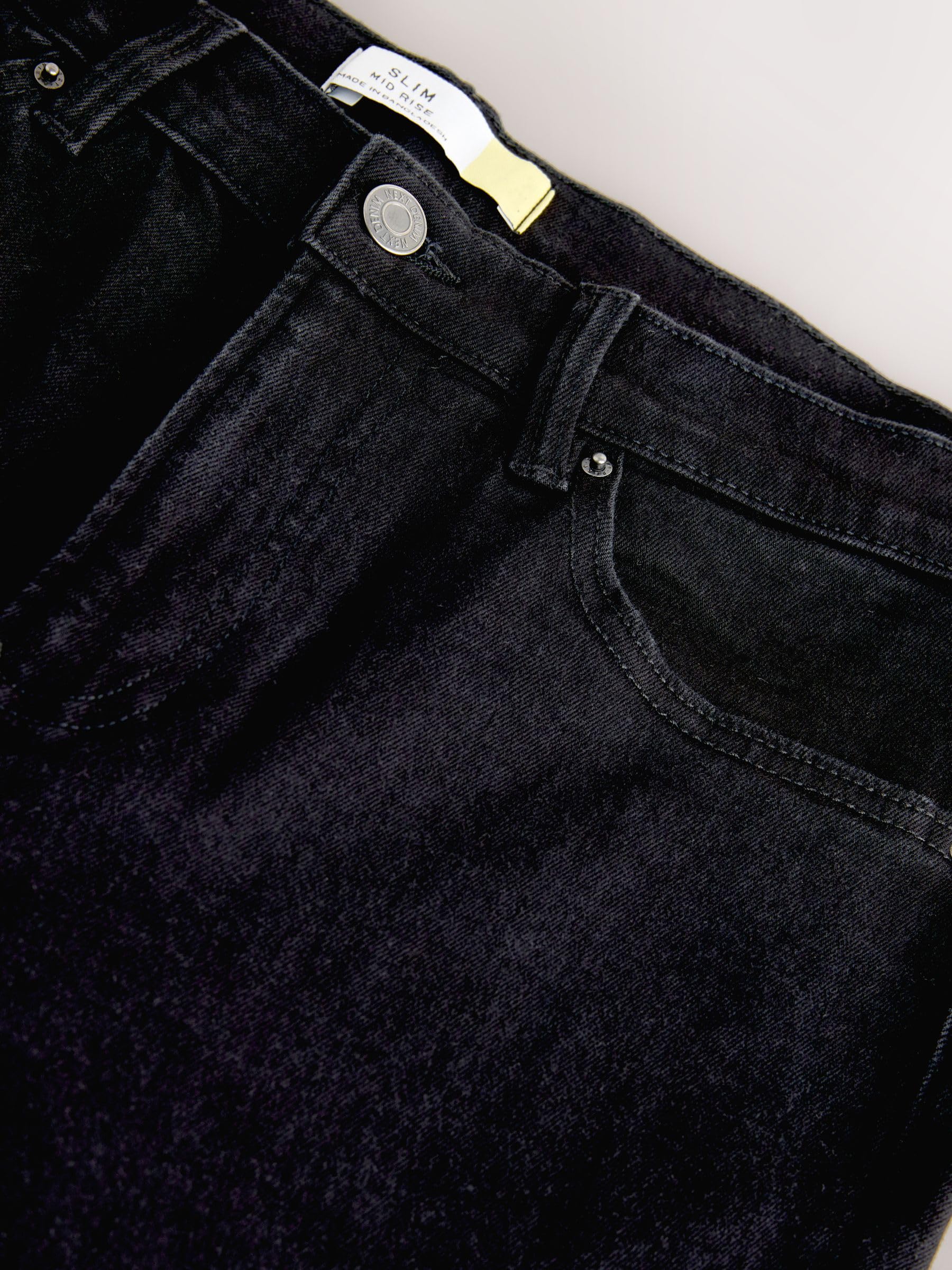 NEXT Femme Jeans Stretch Slim à Taille mi-Haute | Coupe standard, Fermeture boutonnée, Jambe droite