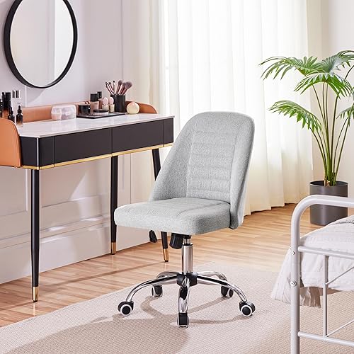 Miniatura 8 de Yaheetech Sillas de escritorio de oficina en casa, moderna silla de tocador sin brazos, silla de escritorio con respaldo medio, silla de trabajo de