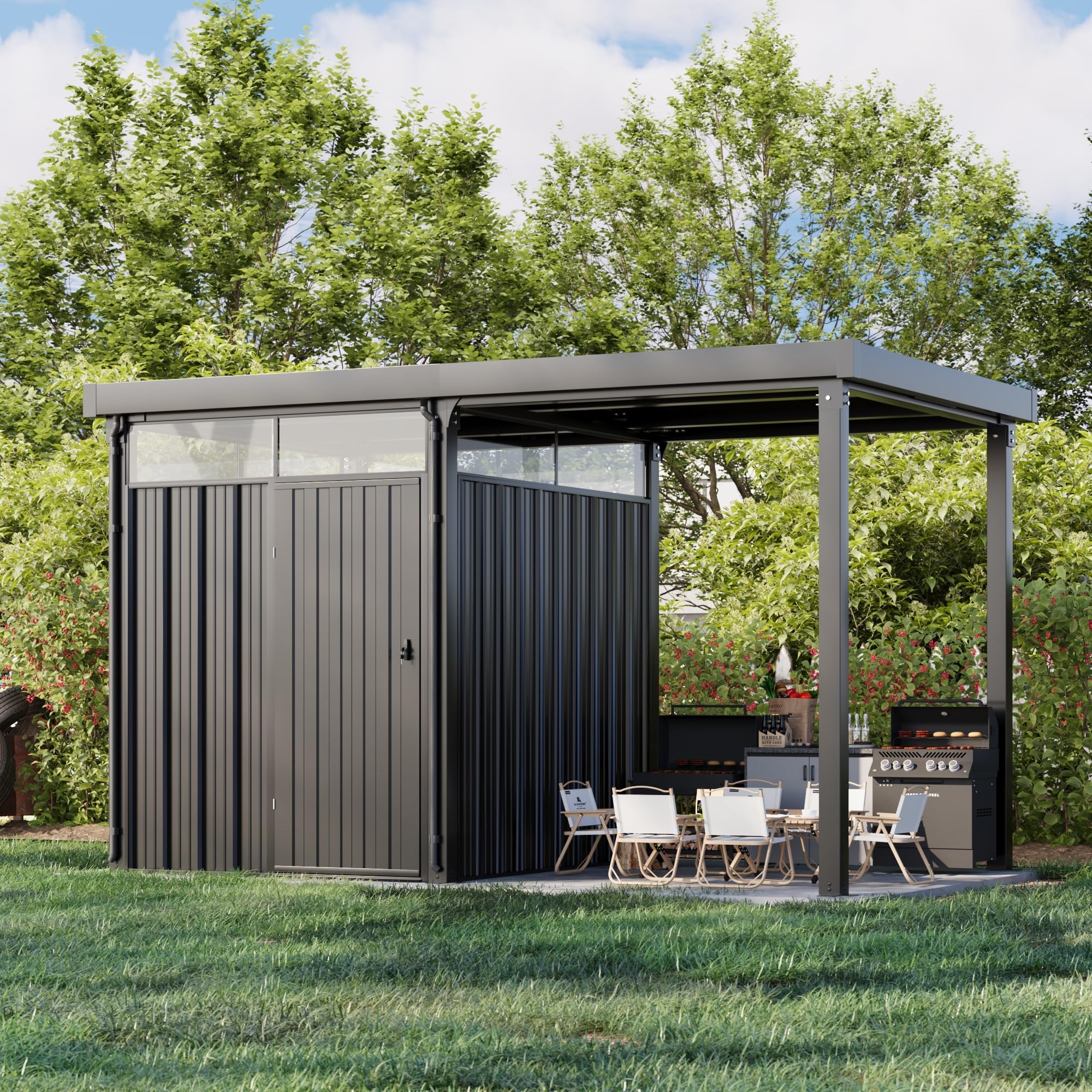 Patiowell 14x7 Outdoor Storage Shed with Porch Pergola