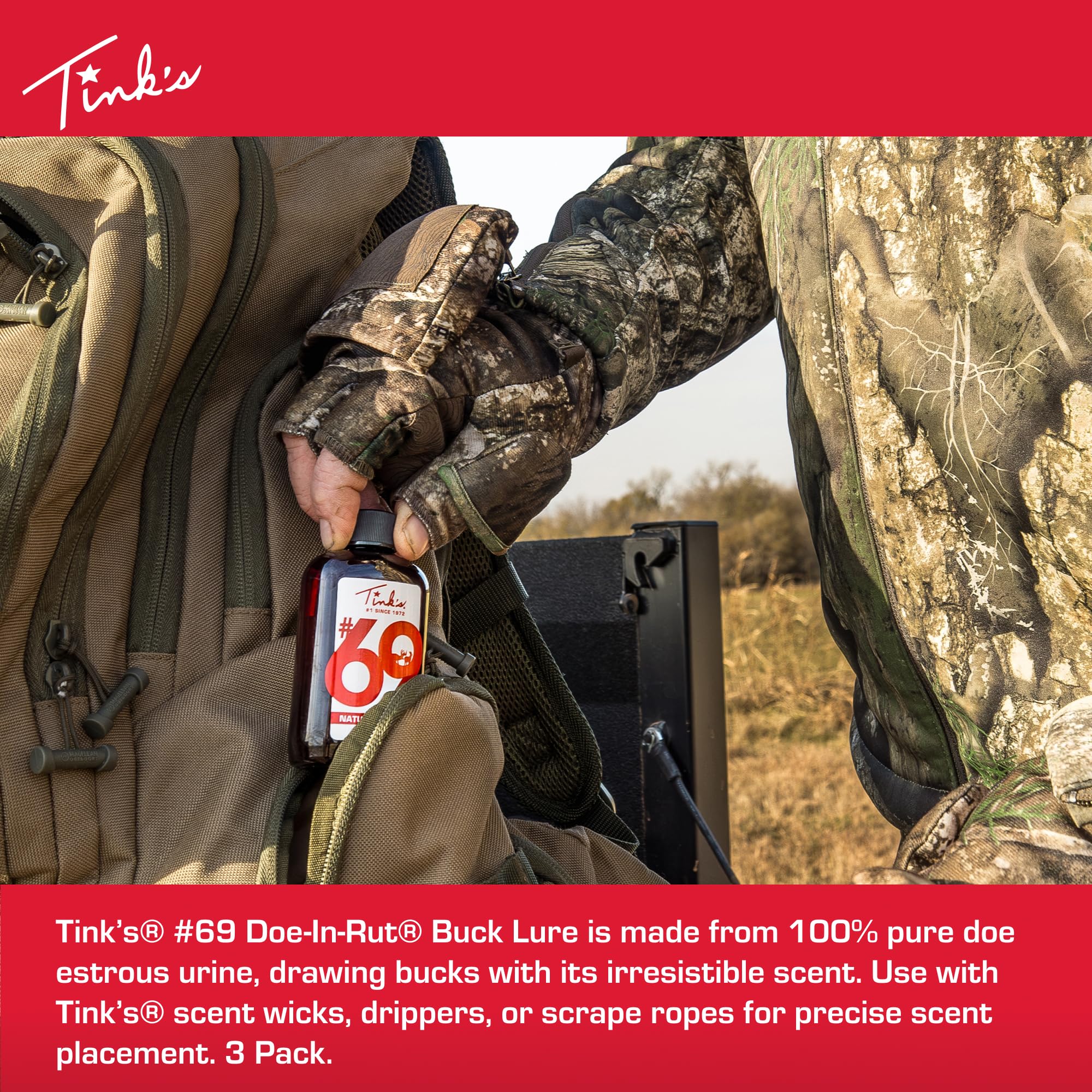 TINK'S Synthetischer #69 Doe-in-Rut Deer Lockstoff Flüssiger Östrous Doe Urin Duft für die Jagd (113 g) 3er-Pack – langanhaltende östroöse Doe Urin Jagddüfte – Jagdköder/Lockstoff – Fortschrittlicher