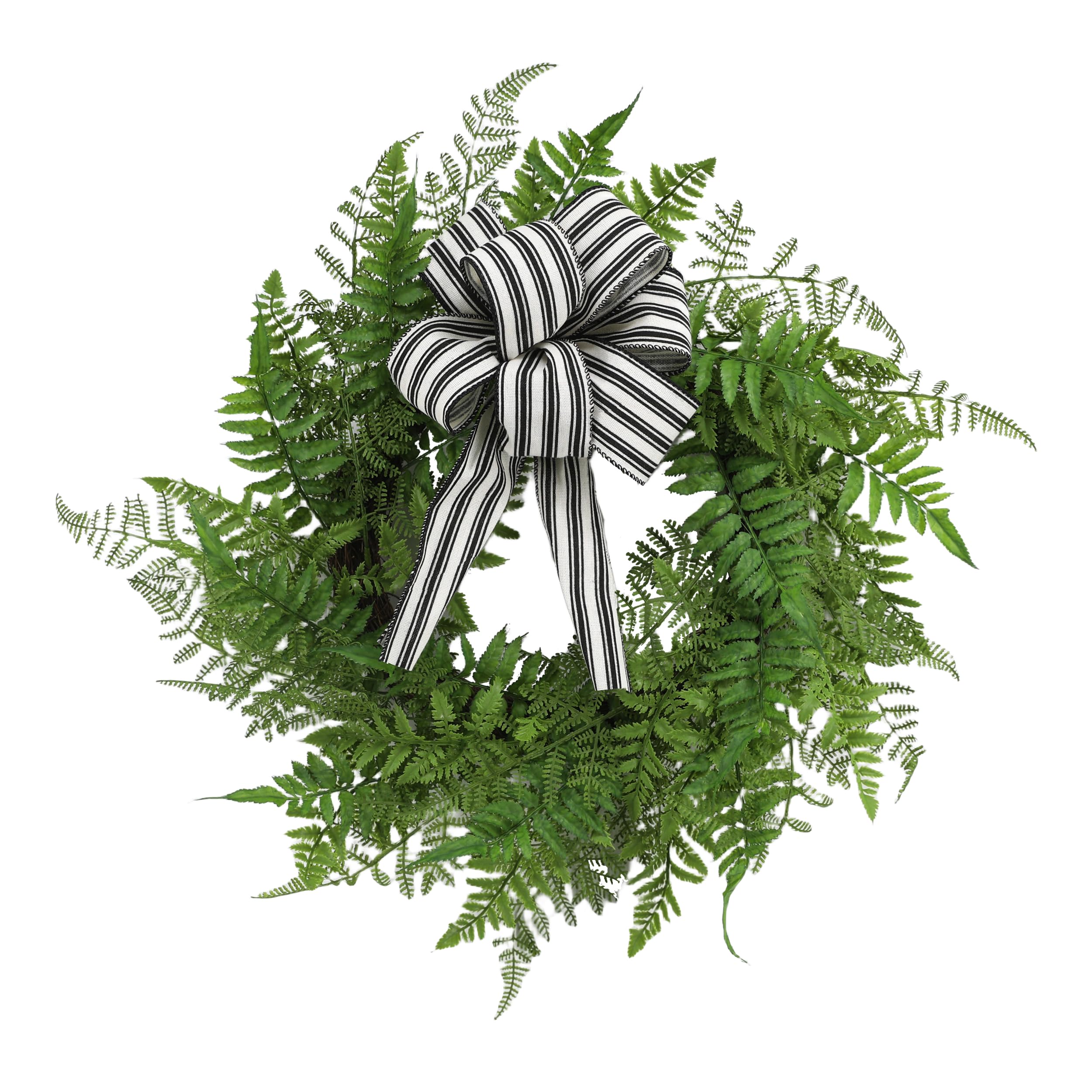 COLLECTIVE HOME - Artificial Wreath, 23" Artificial Wreath for Front Door, Spring Green Leaf for Window Wedding, Home Porch Patio Garden Decor (Fern with Lightly Flocked)