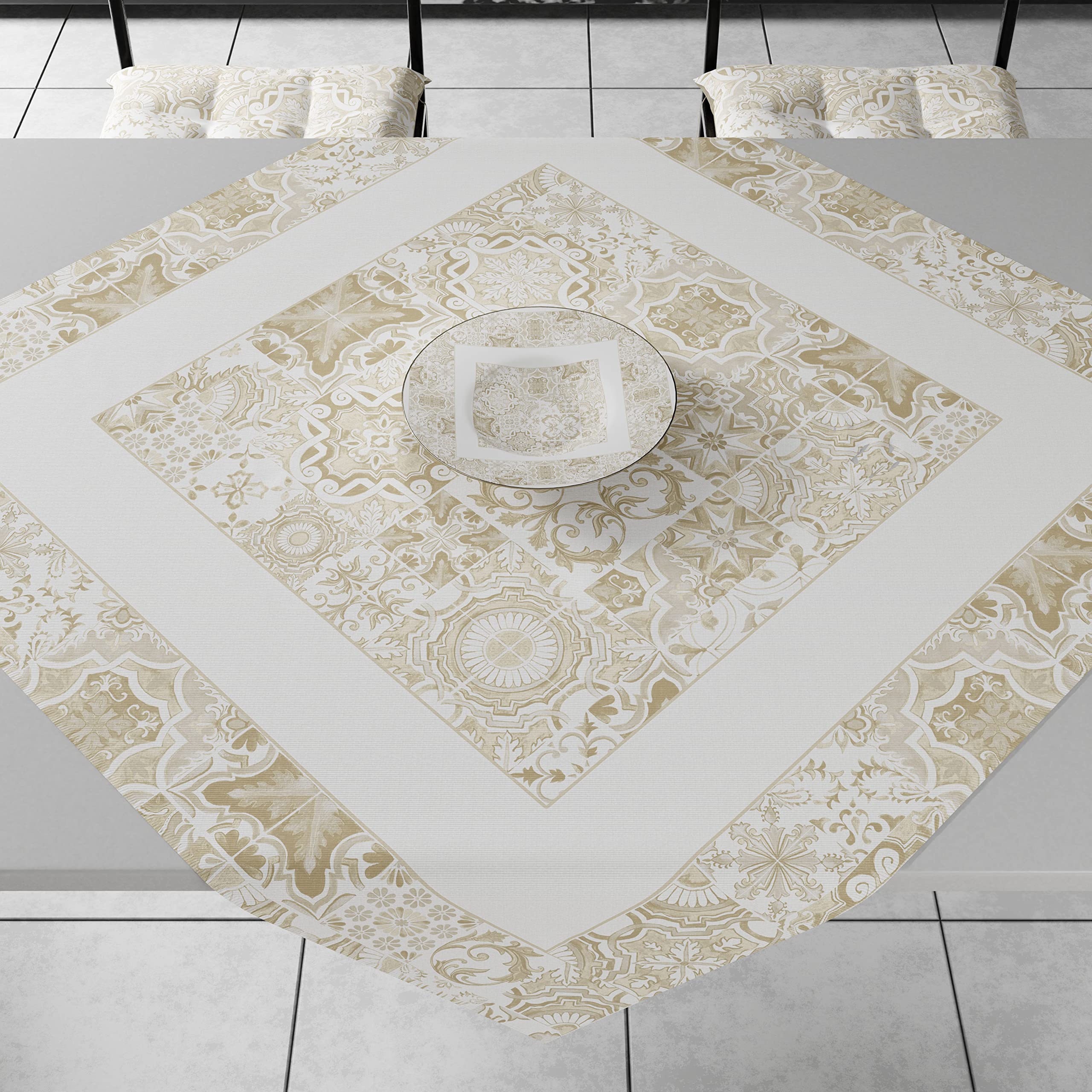 PETTI Artigiani Italiani Petti Kitchen Accessories, 100% Hypoallergenic Microfiber, Vietri Taupe, Centrotavola 90x90 cm - Image 2