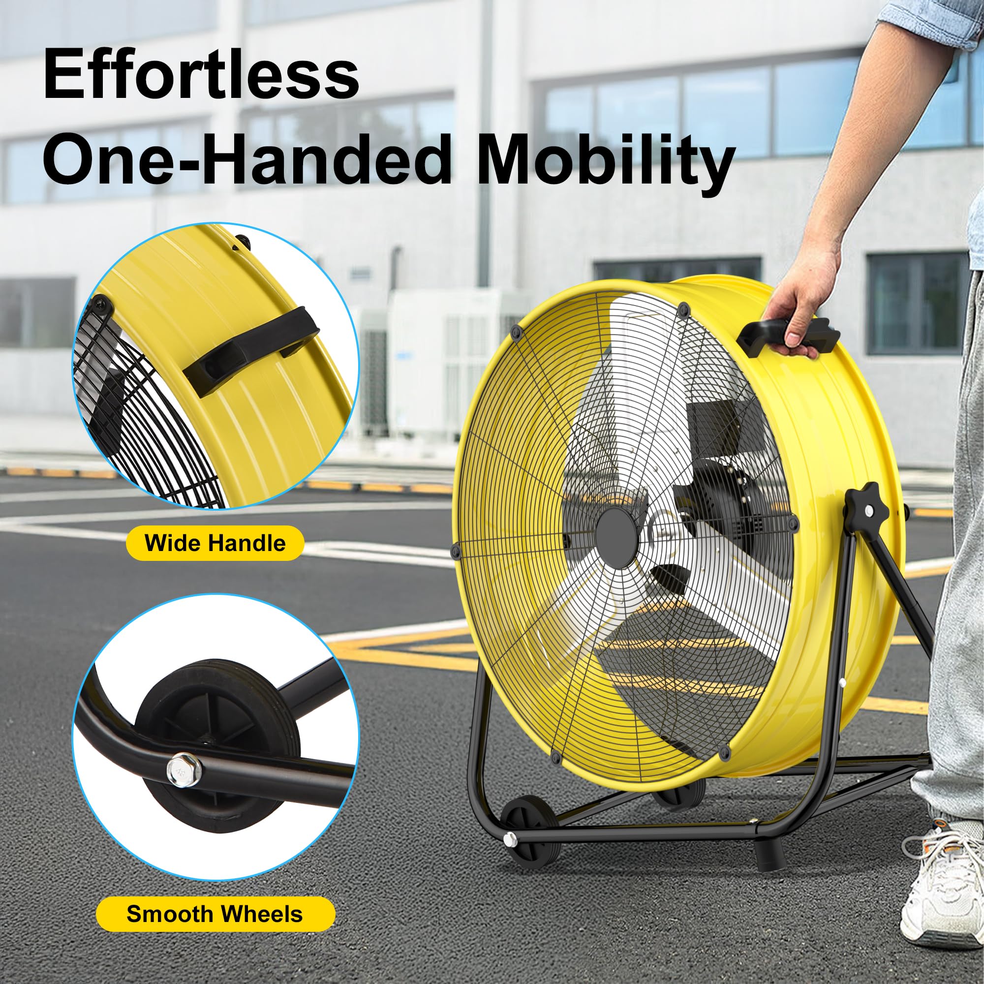 Ventilador De Tambor De 30 Pulgadas De Grado Comercial: Flujo De Aire De Alta Velocidad De 14000 CFM con Control De 3 Velocidades Y Carcasa Metálica(Black,24 Inch)