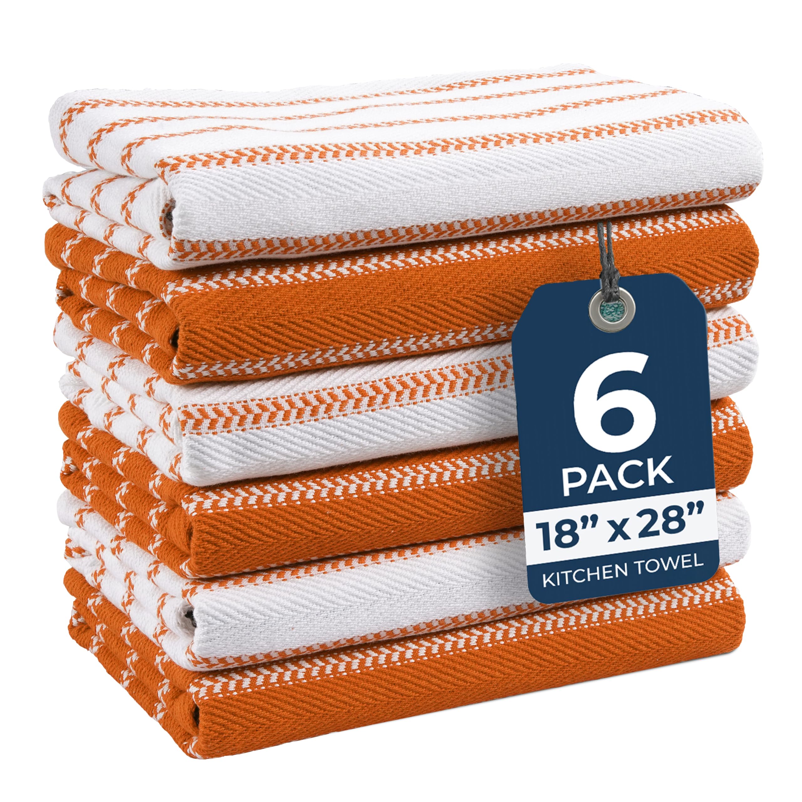 LANE LINEN Kitchen Towels Set – Pack of 6 Cotton Dish Towels, 18”x28”, Absorbent & Quick-Drying Tea Towels for Drying Dishes – Rust — image 1