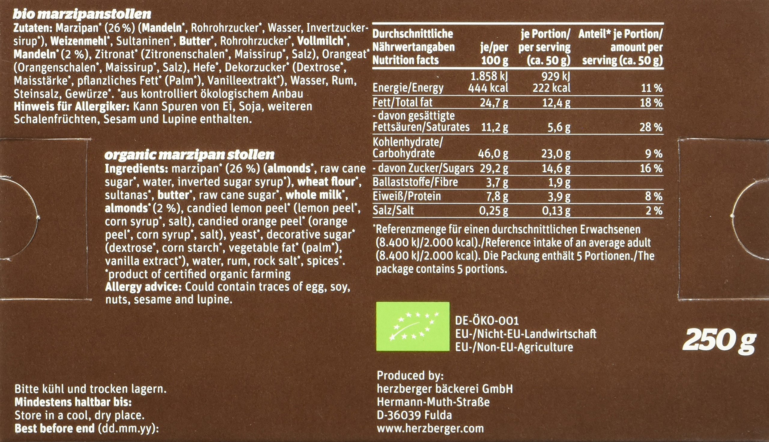 herzberger Mini Marzipan Stollen, 10er Pack (10 x 250 g)