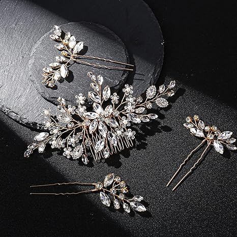 Glamorous Gold Wedding Hair Accessories: Bridal Headpiece & Hair Piece