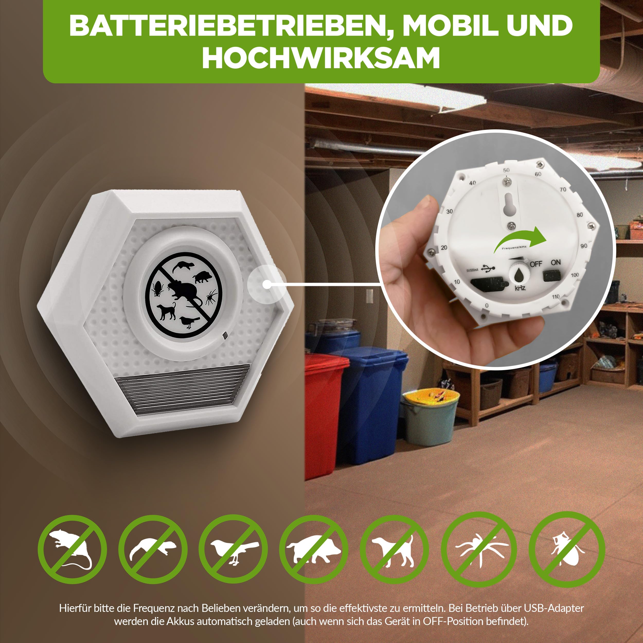 ISOTRONIC Ultraschall Mäuseabwehr zum Mäuse & Ratten vertreiben – Schädlingsvertreiber mit Ultraschall & Lichtblitz – Mäuseschreck ohne Gift & Mausefalle – 100m² Wirkungsbereich (1 Stück)