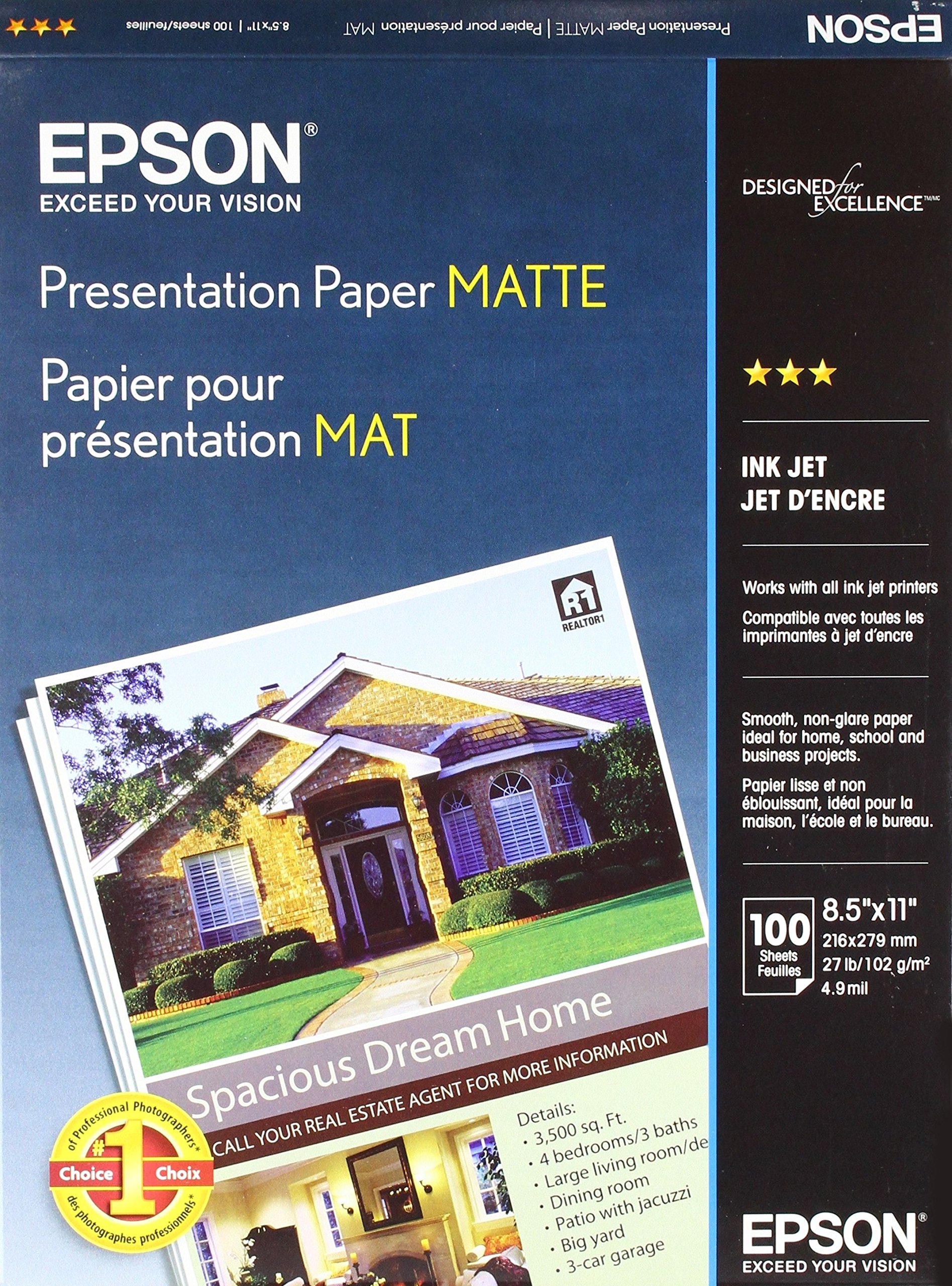 Amazon.com: Epson Presentation Paper Matte, 8.5 x 11 Inch, 100 
