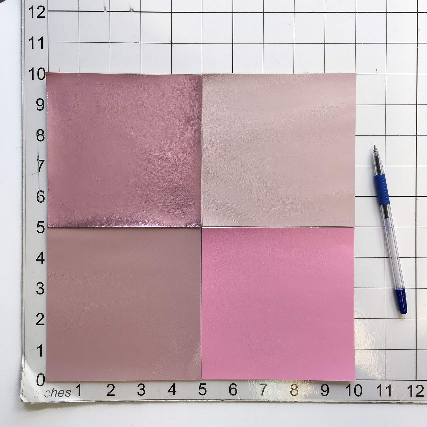 Pink Beige Leather Sheets for Crafts, 4 Light Pink Genuine Leather Pieces, 5 x 5 in / 12 x 12 cm, Leather Scraps for Jewelry Making, Sewing, DIY Crafts