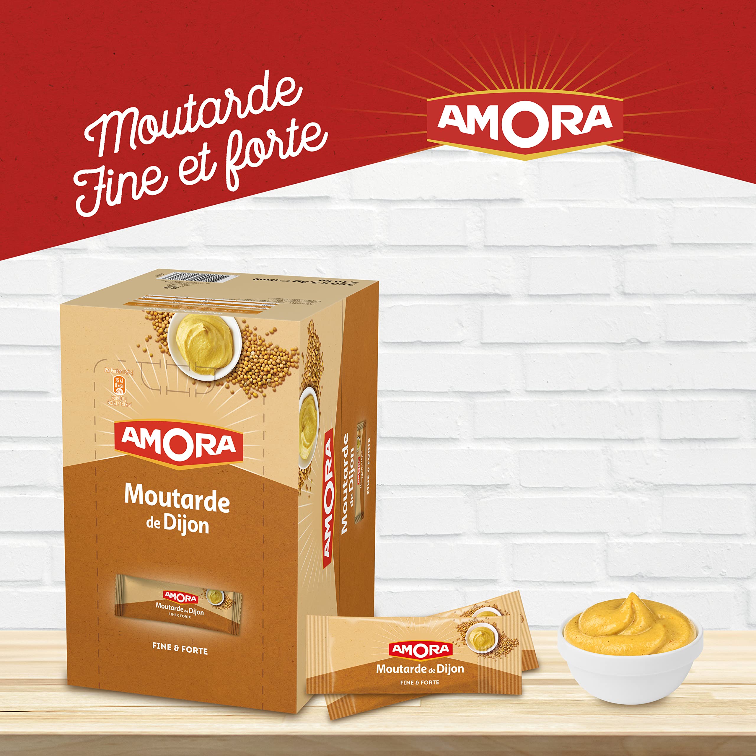 AMORA Moutarde Boite Présentoir 350 Dosettes 5 ml - 350 x 5.3 g - 1.85 kg