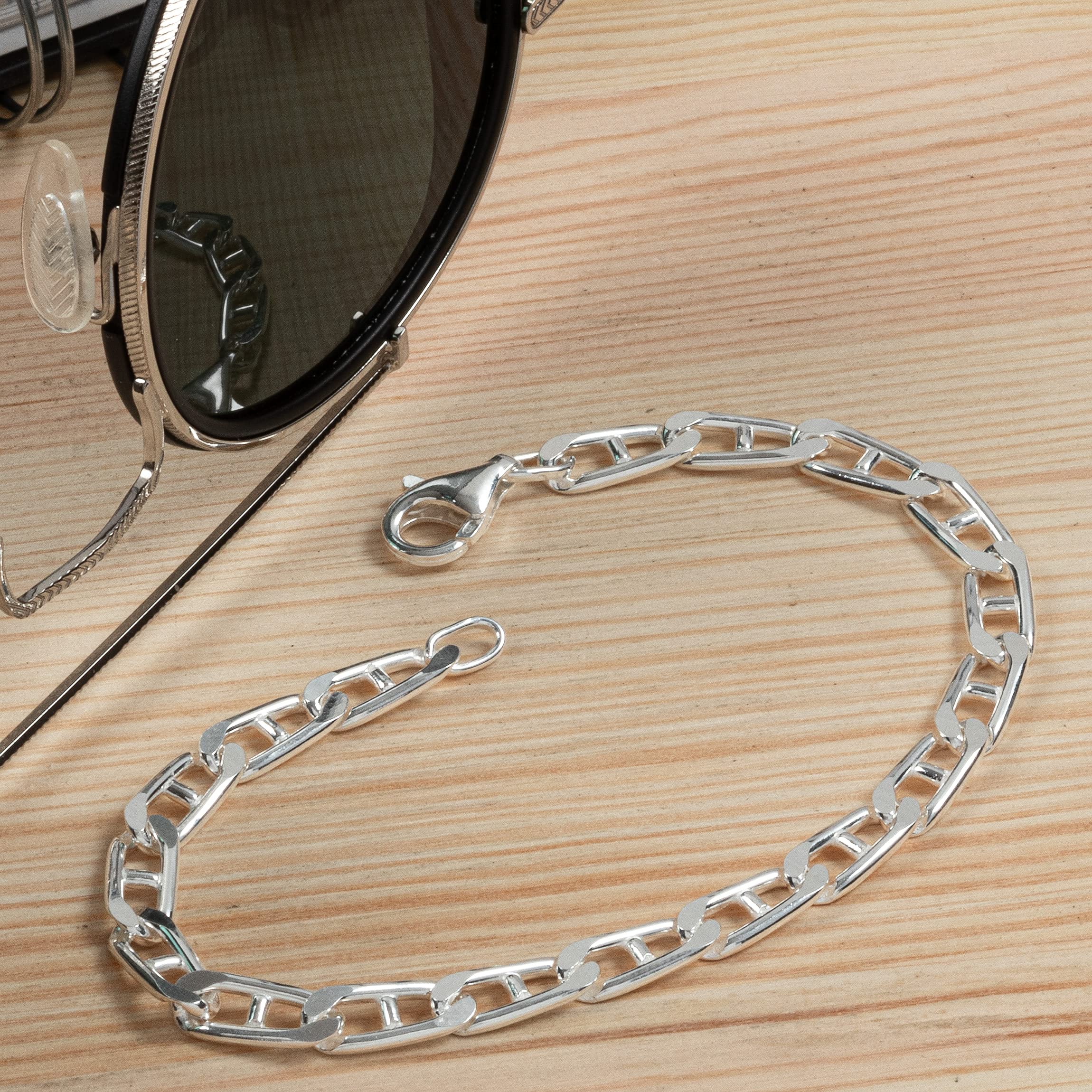 NKlaus pulsera de plata esterlina 925 20 cm de la barra de la cadena del tanque largo de la cadena de la pulsera de diamantes 12190