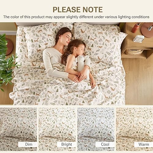 Vista 313 de True North by Sleep Philosophy - Juego de ropa de cama acogedora de franela 100% algodón, estampado de animales y estrellas, lindo, ultrasuave