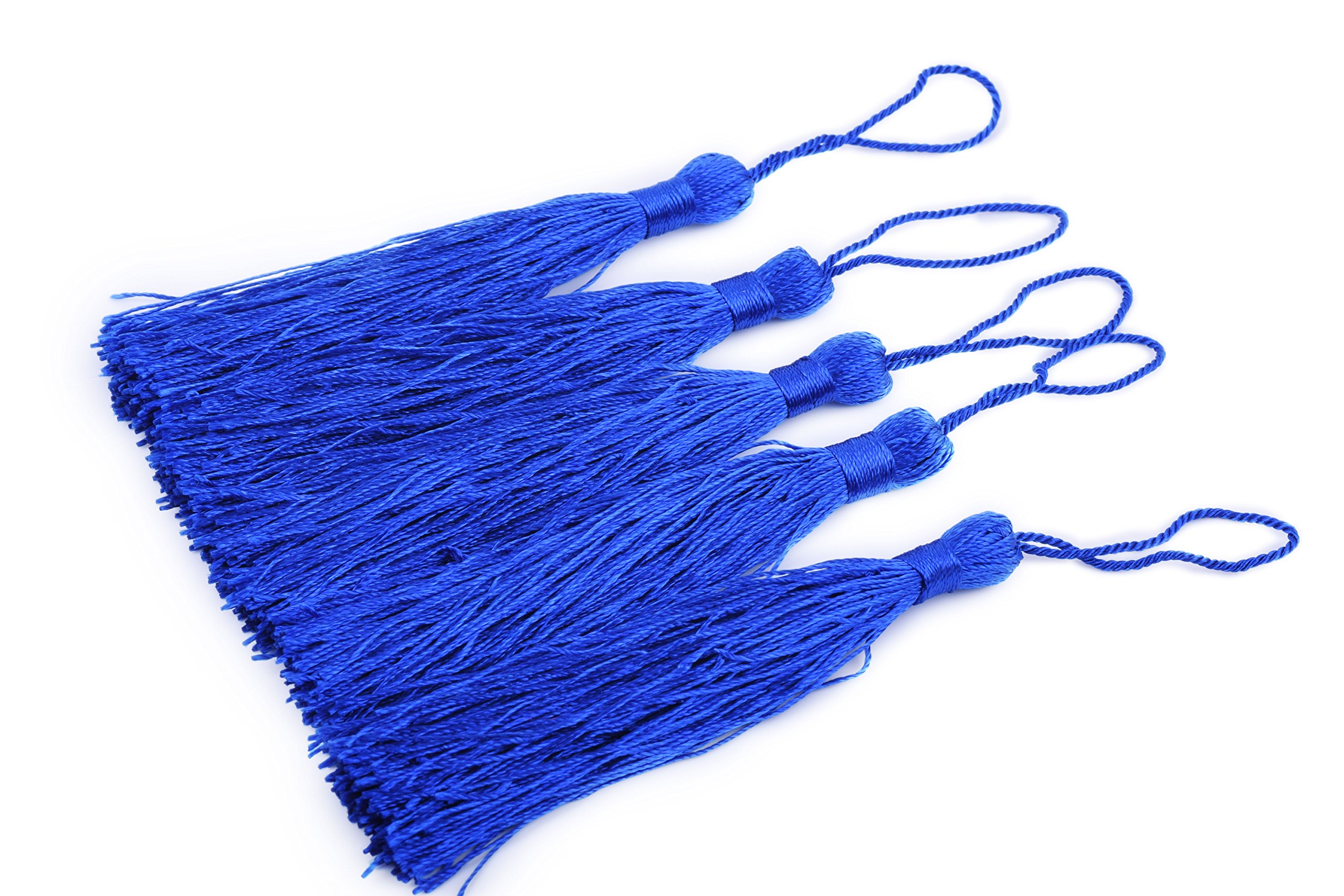 KONMAY20pcs 3.5'' Small Silky Soft Craft Mini Bookmark Tassels with Loops for Jewelry Making, Gift Wrapping, Zipper Pull, Home Decor(Royal Blue)