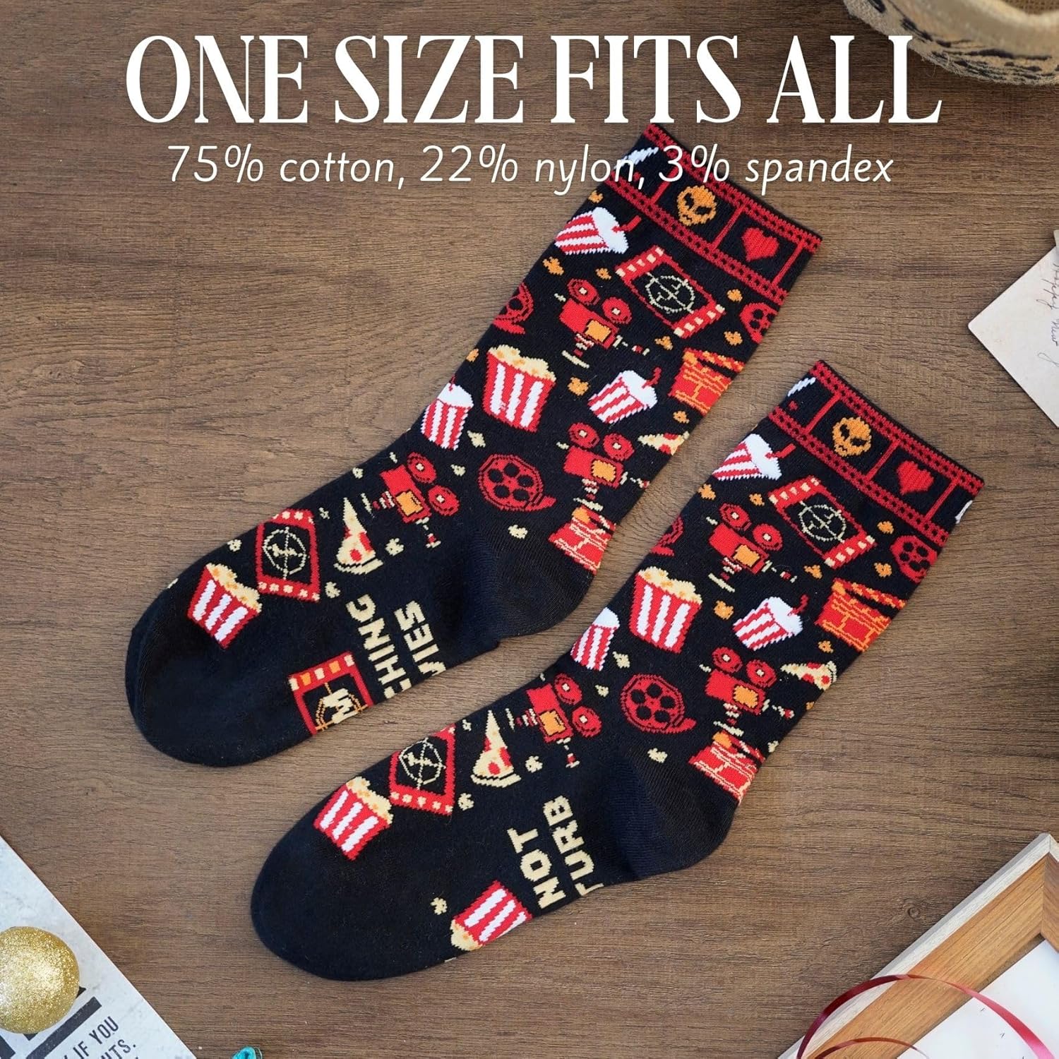 InnoBeta Movie Night Gifts Supplies Socks, One Size Crew Socks for Movie Lovers for Women/Men Christmas, Birthday - Do Not Disturb - Image 3