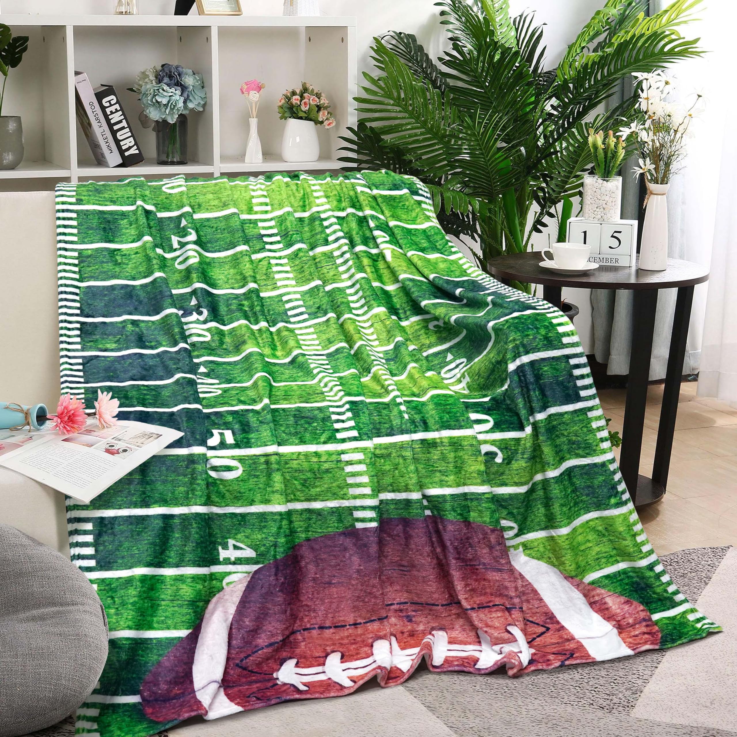 Football Blanket Gifts for Boys Girls, Football Lovers Throw Blanket Super Soft Lightweight Travel Bed Sofa Blankets for Sport Fans Kids Adults Player