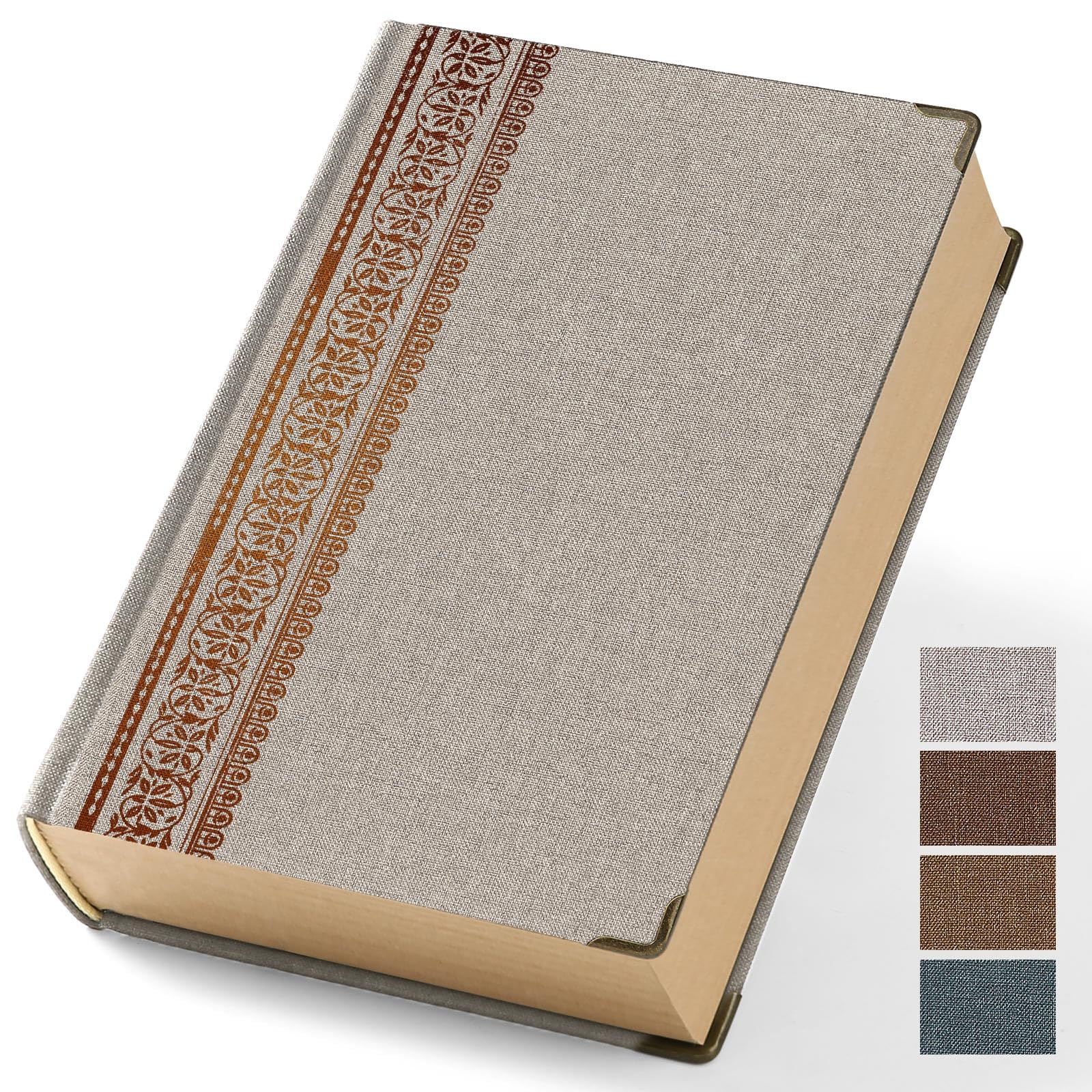 Vintage Hardcover Notizbuch A5 Journal - 384 Seiten Dickes Kraftpapier (100 GSM), Leinenstoffeinband mit goldenen Eckenschutzen, Schreibtagebuch für Damen und Herren, Reisetagebuch, Büro & Schule