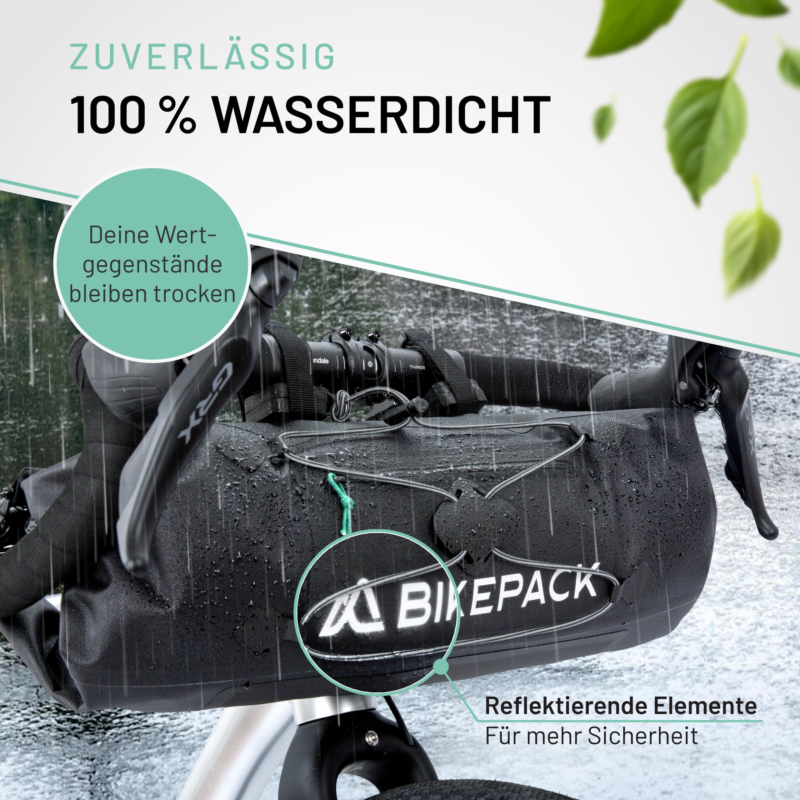 BIKEPACK Adventure Bundle – Lenkertasche und Satteltaschen für Fahrrad - Bikepacking Taschen - Gravelbike Zubehör - 100% wasserdicht - insgesamt 25 Liter Stauraum