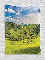 Vista 247 de Ambesonne Tapiz de naturaleza, silueta de oso salvaje en el bosque de la selva en la noche oscura, ilustración para colgar en la pared para Verde