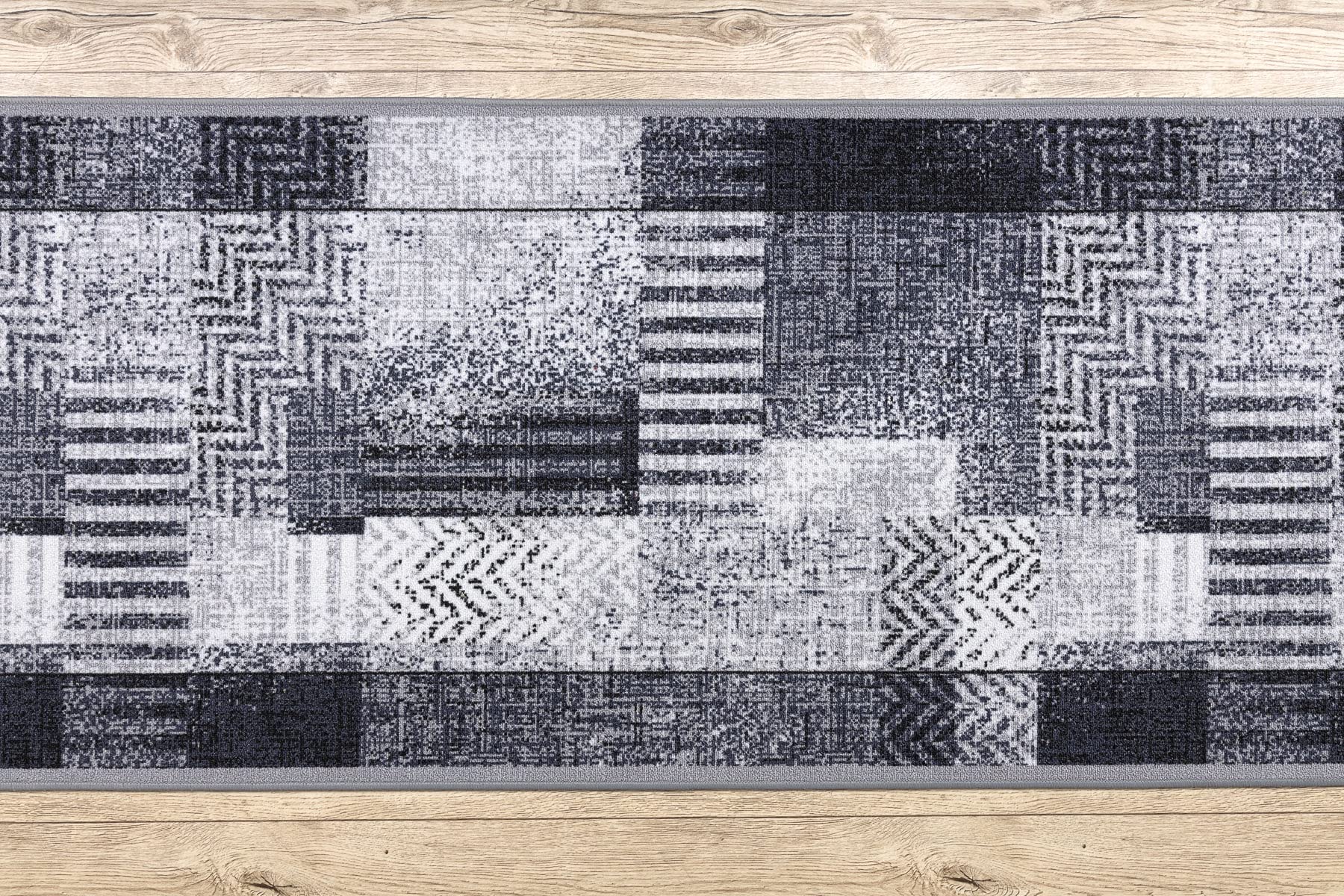 rugsx Tapis de Couloir Essenza - Antidérapant, Moderne et Durable, idéal pour la Cuisine, Le Hall et Le Couloir, Gris 100x410 cm