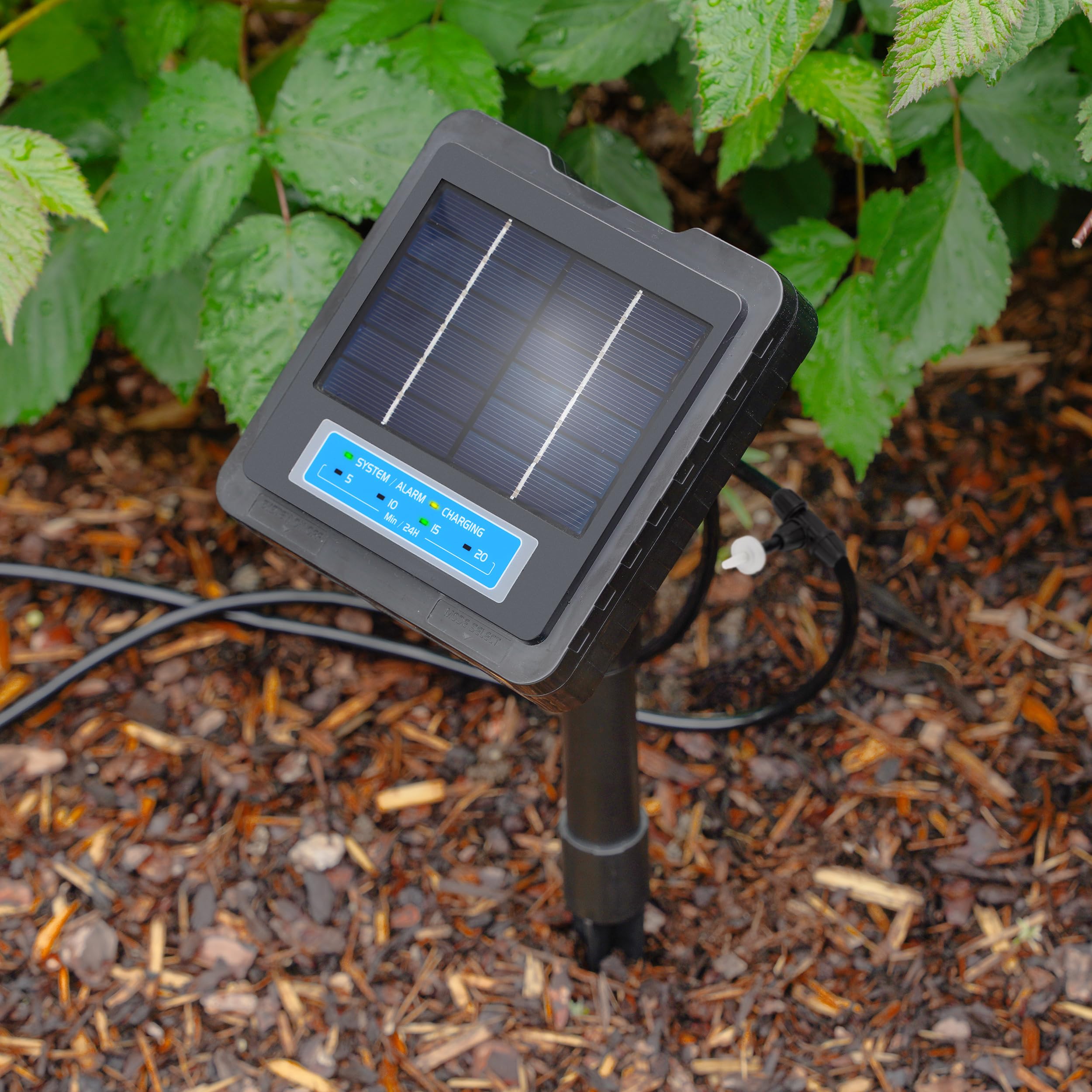 Esotec kompaktes Solar Bewässerungssystem Waterdrops 20 – Automatischer Bewässerungscomputer, 20 Wassertropfer, Timer, energieeffiziente Tropfbewässerung für Garten Balkon Beete & Pflanzgefäße 101129