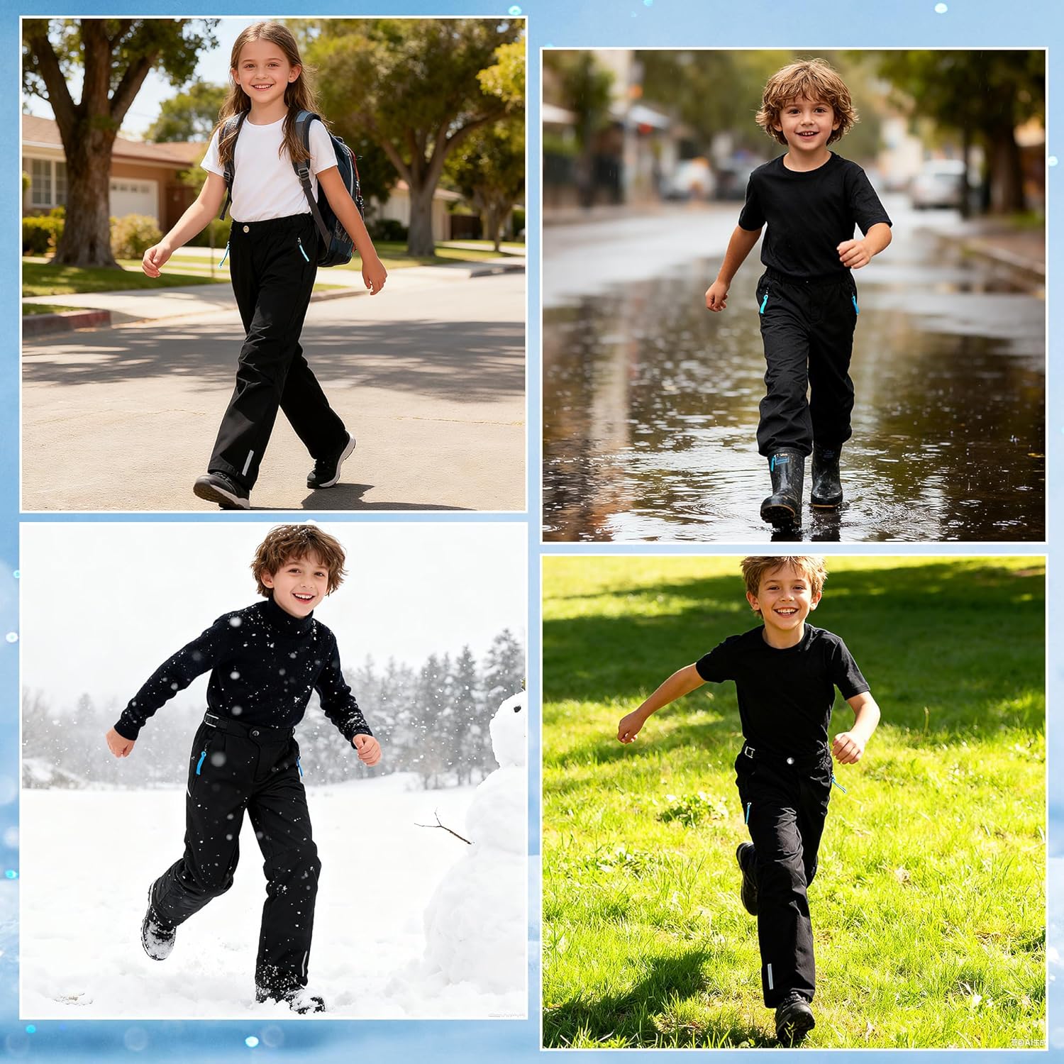 Boys Soft Shell Pants Winter Hiking Pants Warm Waterproof Ski Trousers