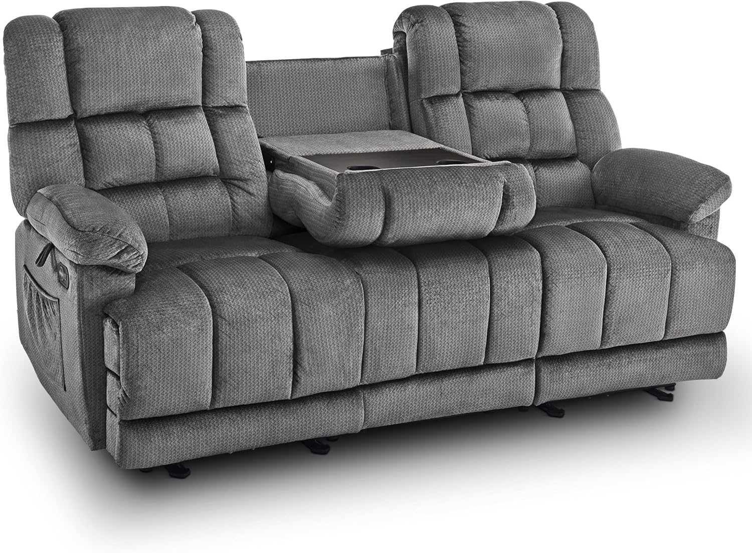 Amazon.com: MCombo Power Reclining Sofa with Drop Down Table, Heat and ...