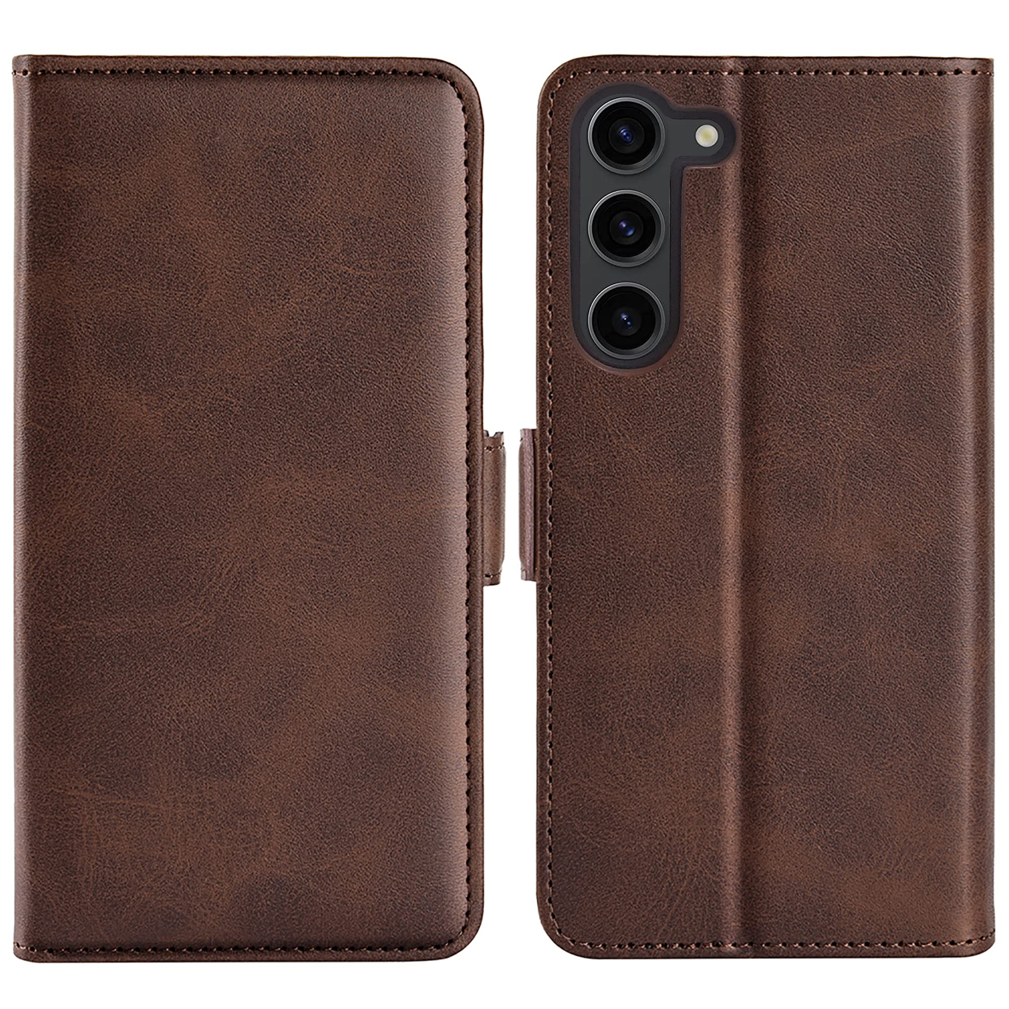 D DESSVON Wallet Case for Galaxy S23 Plus Case Brown, Samsung Galaxy S23+ Leather Flip Case with Card Holder Kickstand Magnetic Buckle Shockproof Phone Case Cover Compatible with Galaxy S23 Plus