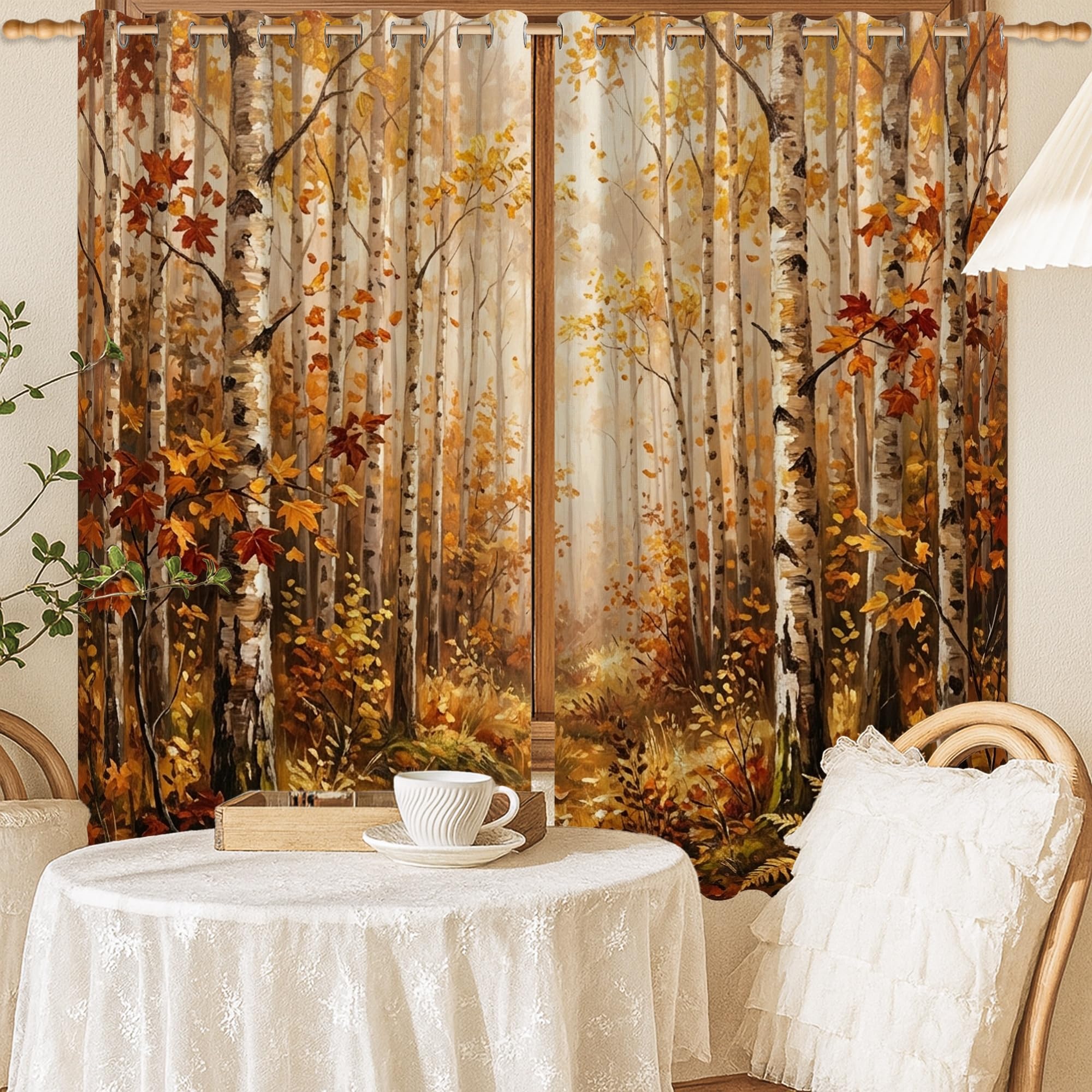 Rideaux occultants rustiques au design de feuilles d'automne