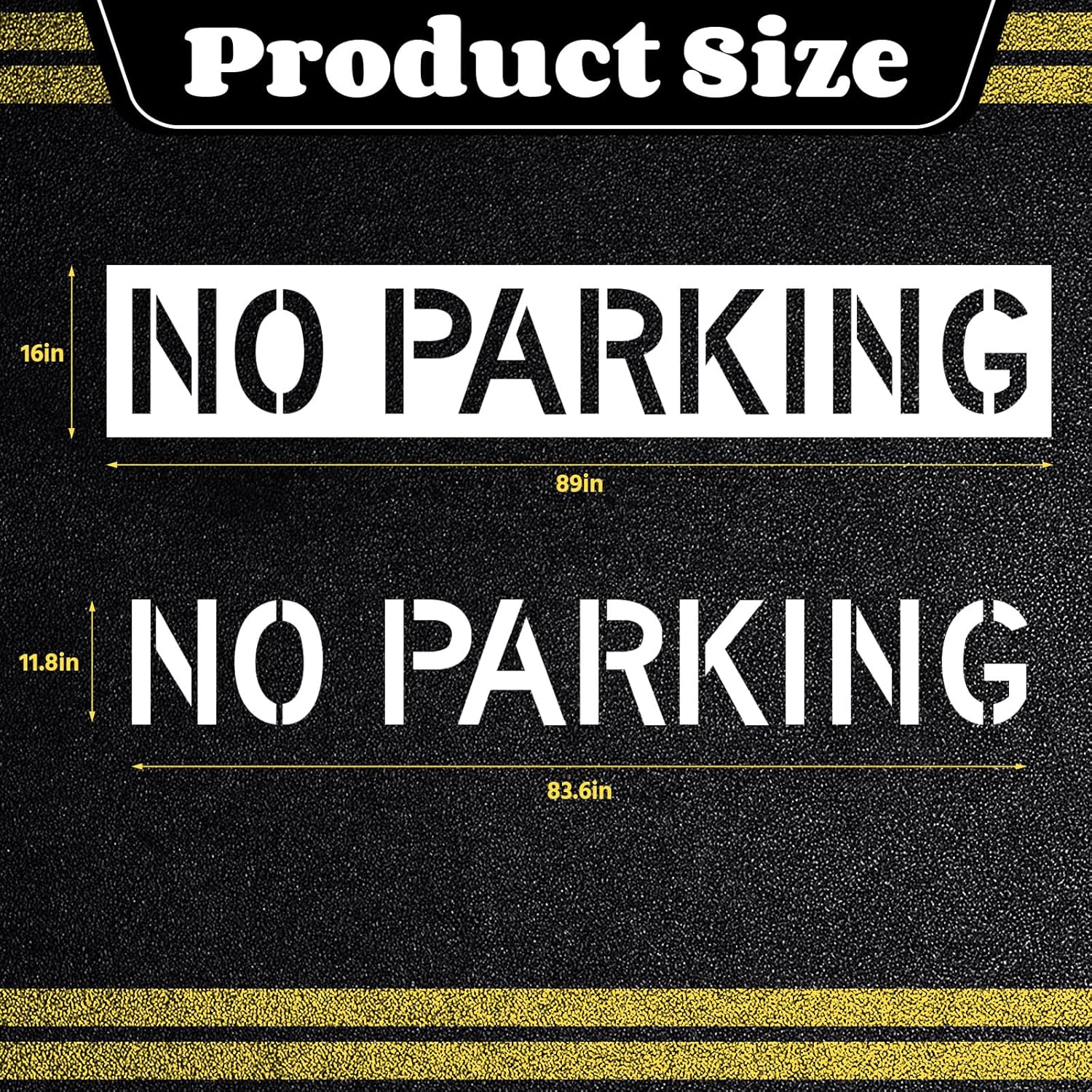Geelin 16 x 89 No Parking Stencil 11.8 PE Painting Letter Stencil Large Reusable Curb & Pavement Marking Template for Traffic Curb Marking Pavement Sign