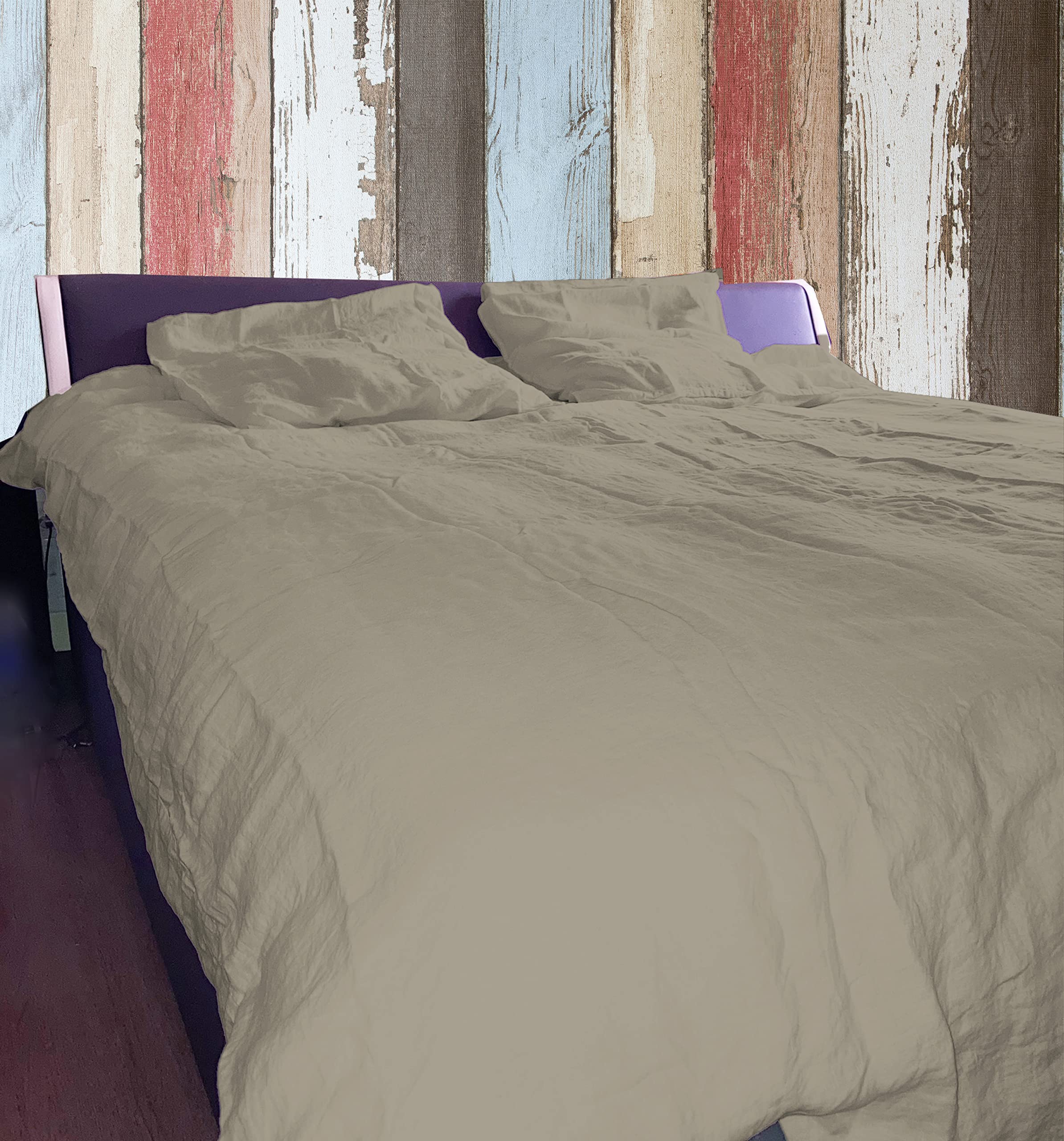 Housse De Couette 100% Lin Lavé Rose 240x260 Cm - Linge De Lit Housse De Couette Premium