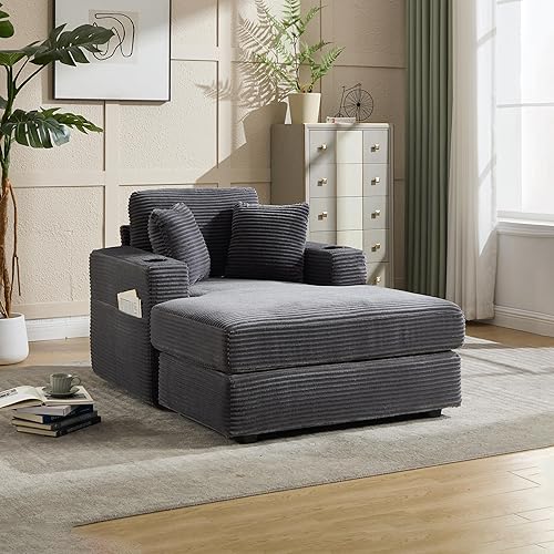 Modular Cloud Couch Sectional Sofa with Chaise, Storage Handrail, Movable