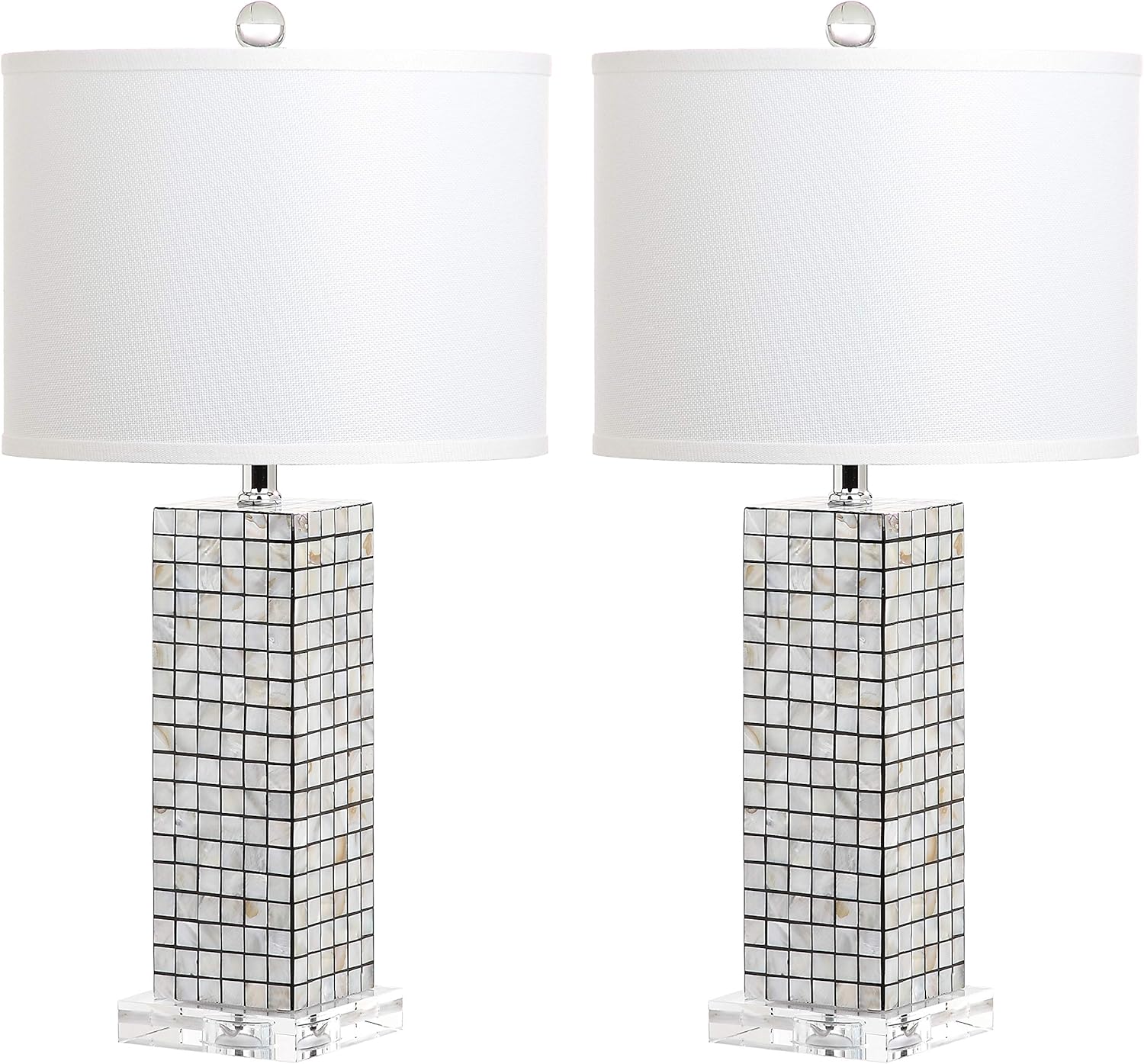 SAFAVIEH Lighting Collection Skagway Modern Art Deco Black/ Cream 26-inch Bedroom Living Room Home Office Desk Nightstand Table Lamp Set of 2 (LED Bulbs Included)