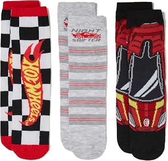 Hot Wheels Boys Race Car 3 Pack Crew Socks
