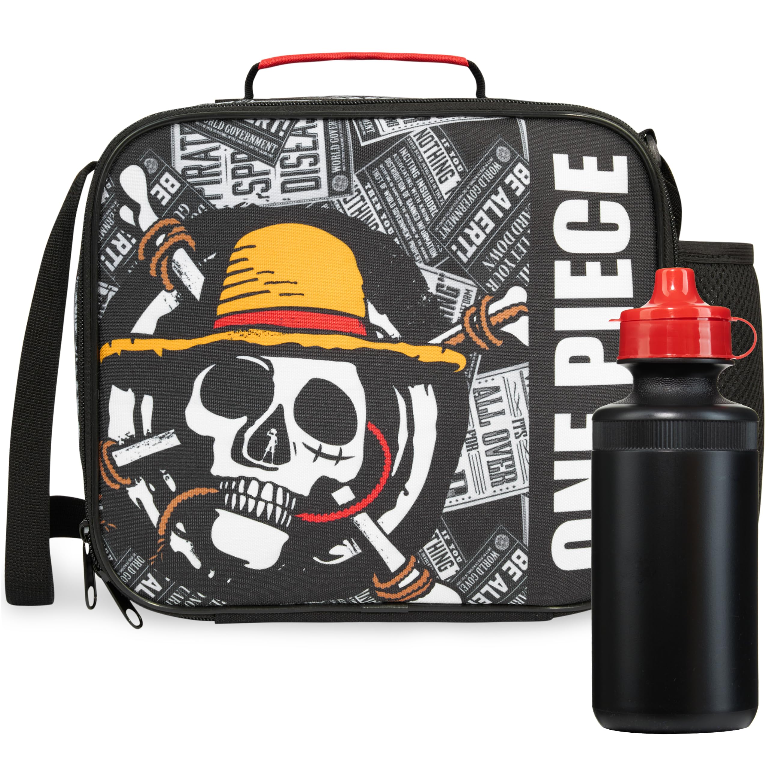 Get Trend One Piece Kids Insulated Lunch Bag Set, 2 Pcs Cooler Bag for Kids Lunch Box & with BPA Free Water Bottle 500ml, Picnic School Travel Food Carrier, Anime Manga Boys Gifts