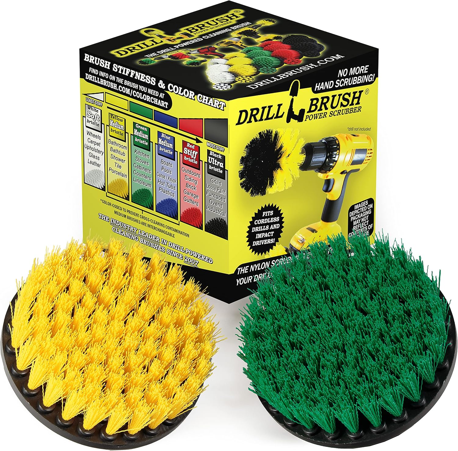 Bathroom Accessories - Power Scrubber Bathroom and Kitchen Brush Set - Cleaning Supplies - Drill Brush- Bath Mat - Shower Cleaner - Soap Scum, Mineral Deposits, Calcium, Hard Water, Rust Stains