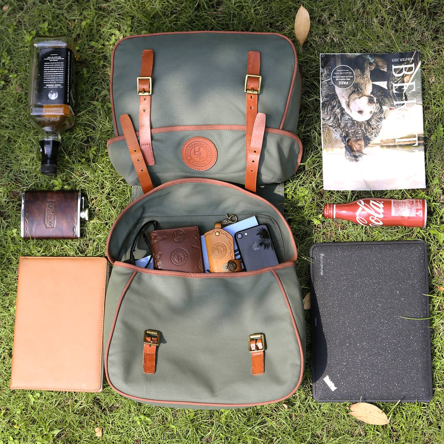 TOURBON Borsa da bicicletta in tela impermeabile per sedile posteriore, borsa doppia (verde)