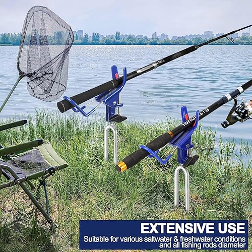 Miniatura 7 de LBW - Soporte de caña de pescar para pesca bancaria, soporte para caña de pescar de playa, soporte ajustable de acero inoxidable de 360 grados, 2