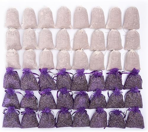 Miniatura 1 de Paquete de 48 chips de cedro y bolsitas de lavanda (24 sobres de lavanda, 24 sobres de cedro) - Bolsa de fragancia para el hogar para cajones y